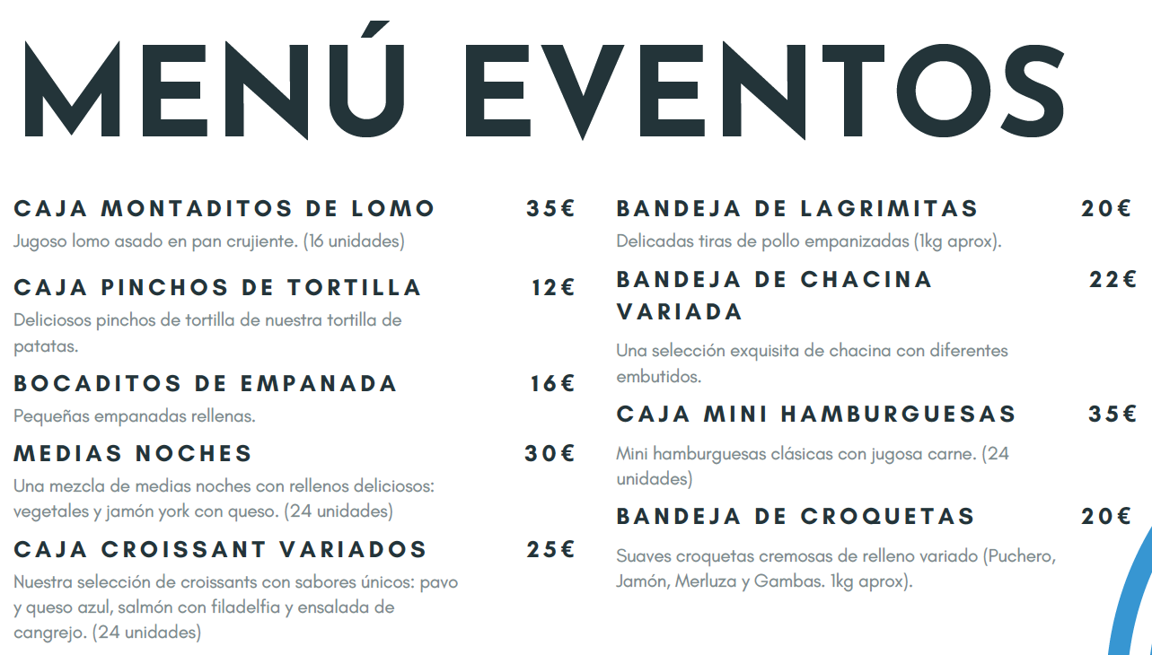 Menú eventos